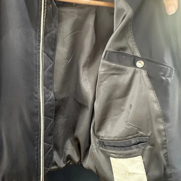 M.A.P. Navy Silk Bomber Jacket - Picture 7 of 11